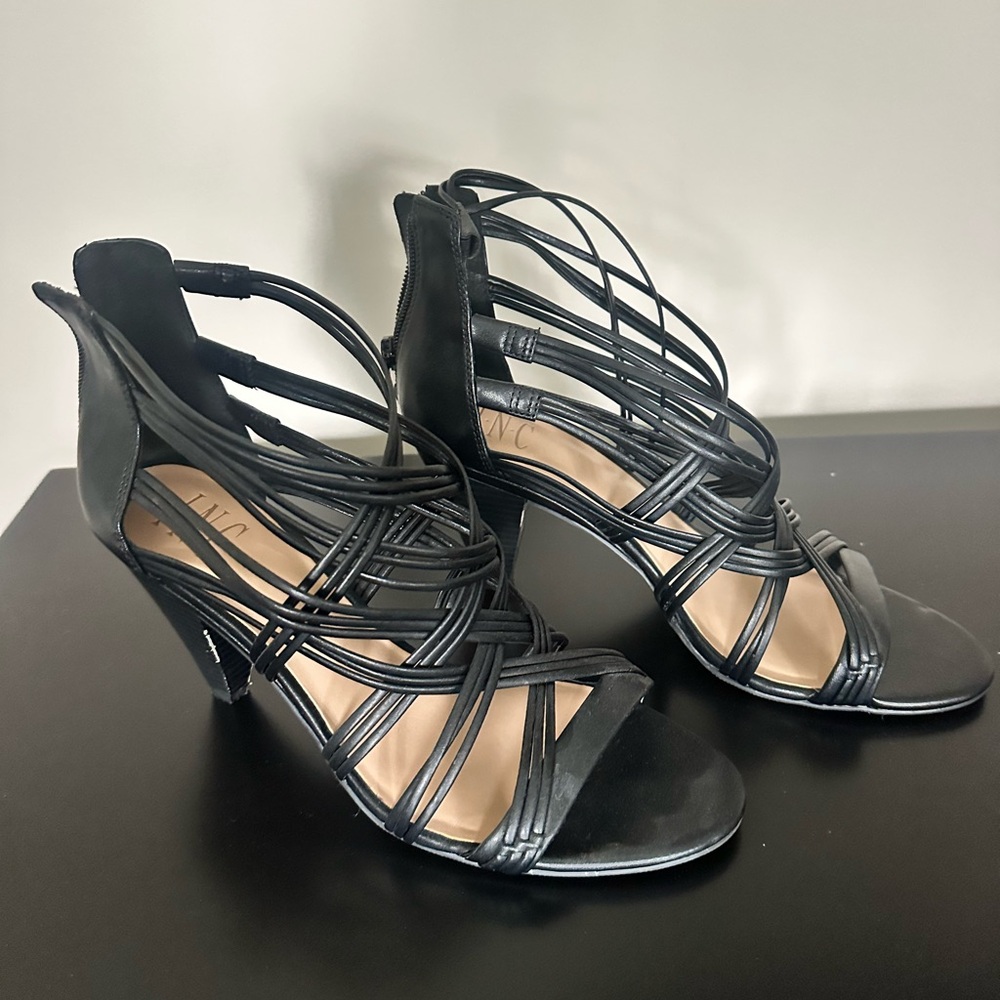 INC Black Strappy High Heel Sandals - Women's 9.5